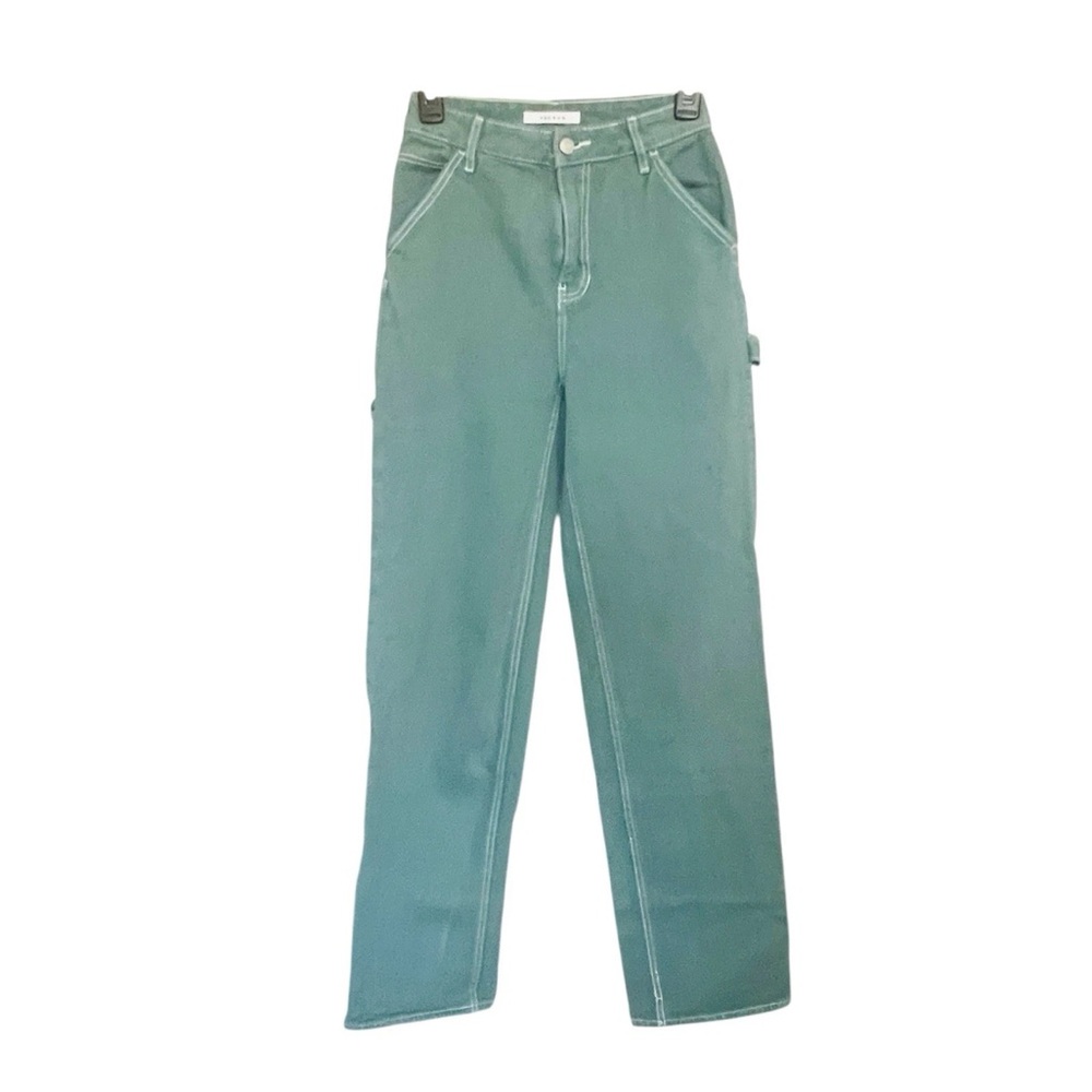 Pacsun 90s BF Carpenter Pants SZ 24 Teal Y2K Style Pockets Utility Classic - Picture 3 of 10